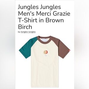 NWT Jungles Jungles Men's Merci Grazie Cotton T-Shirt in Brown Birch Size Small